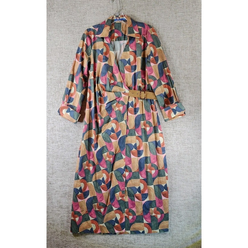 J.McLaughlin Mercer Dress Multi Geometric Harmony Womens M Wrap Modern EUC